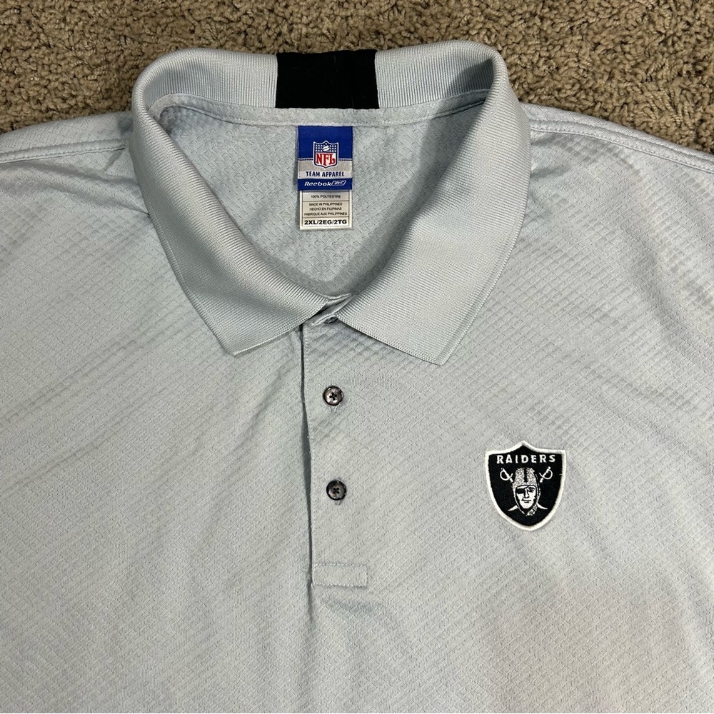 Vintage Reebok NFL Team Apparel Play Dry Men's 2XL Oakland Raiders Polo Shirt - Picture 2 of 11